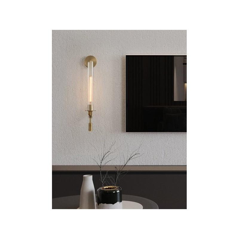 Replica Restoration Fontanelle Single Sconce Brass & Glass Wall Lamp Lighting 